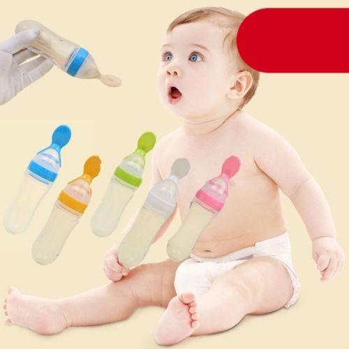 Biberon de céréales de riz avec cuillère pour bébé en silicone pour l'alimentation, le meilleur cadeau pour les enfants et les bébés