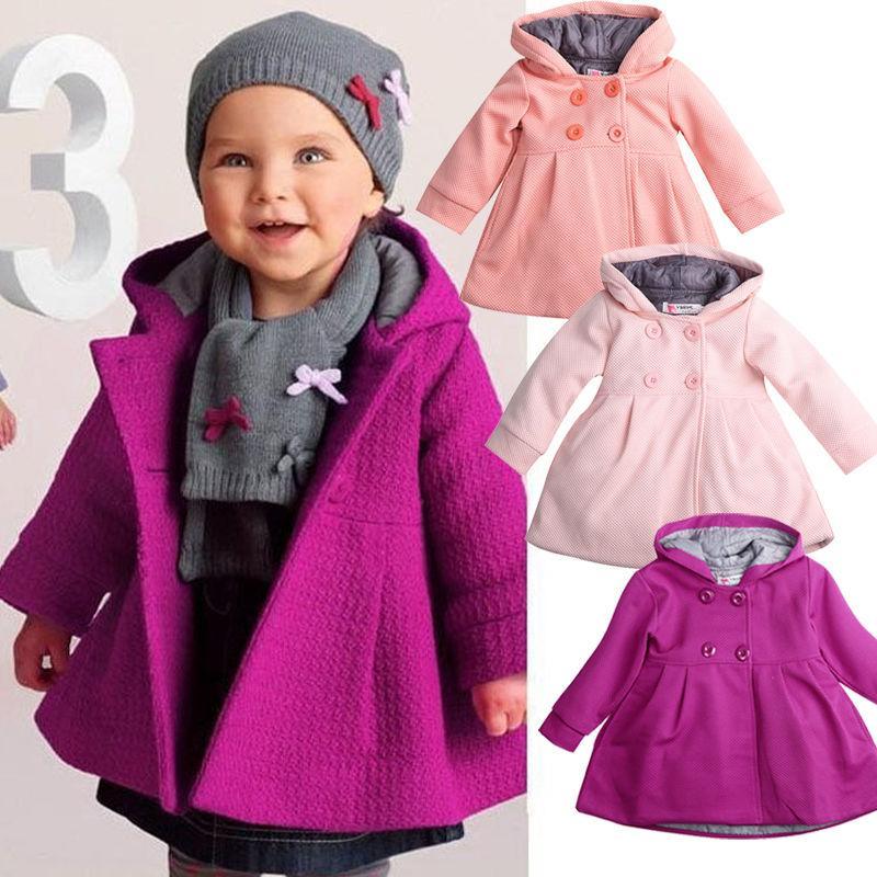 NOUVEAU 2020 Manteau chaud d'automne pour bébés filles modernes avec capuche, veste mignonne pour nouveau-nés, manches longues au design élégant
