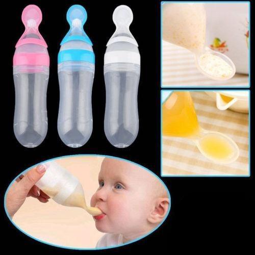 Biberon de céréales de riz avec cuillère pour bébé en silicone pour l'alimentation, le meilleur cadeau pour les enfants et les bébés