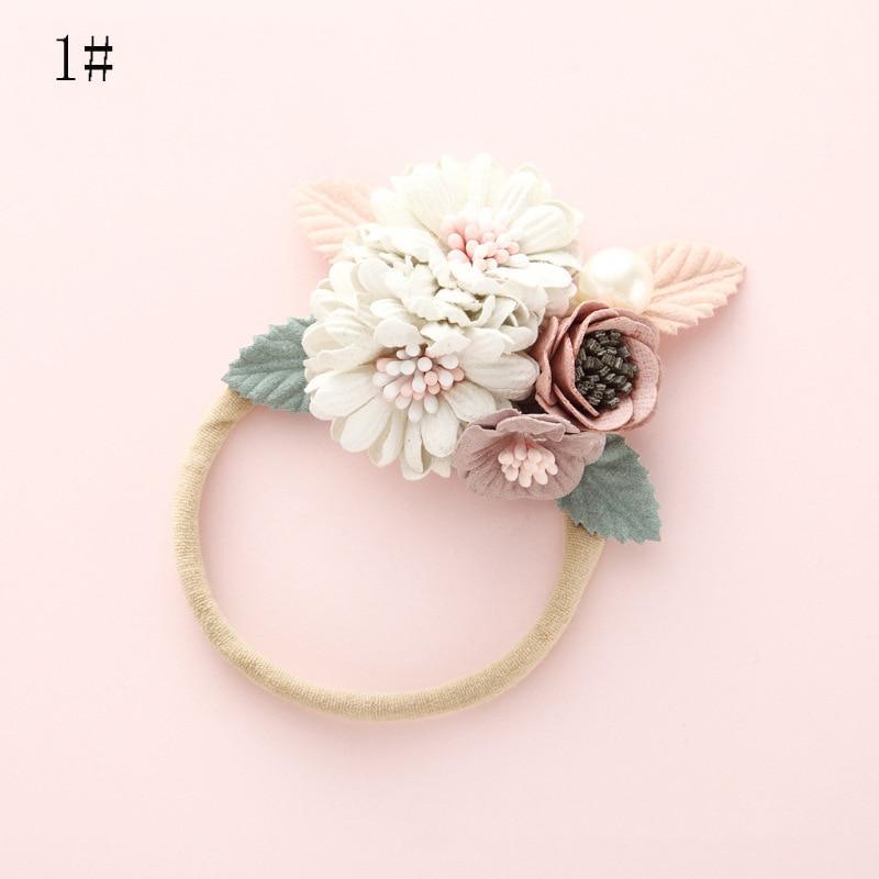 Bandeau floral moderne pour bébé nouveau-né, Bandeaux élastiques à perles, Nœud papillon style frais pour filles