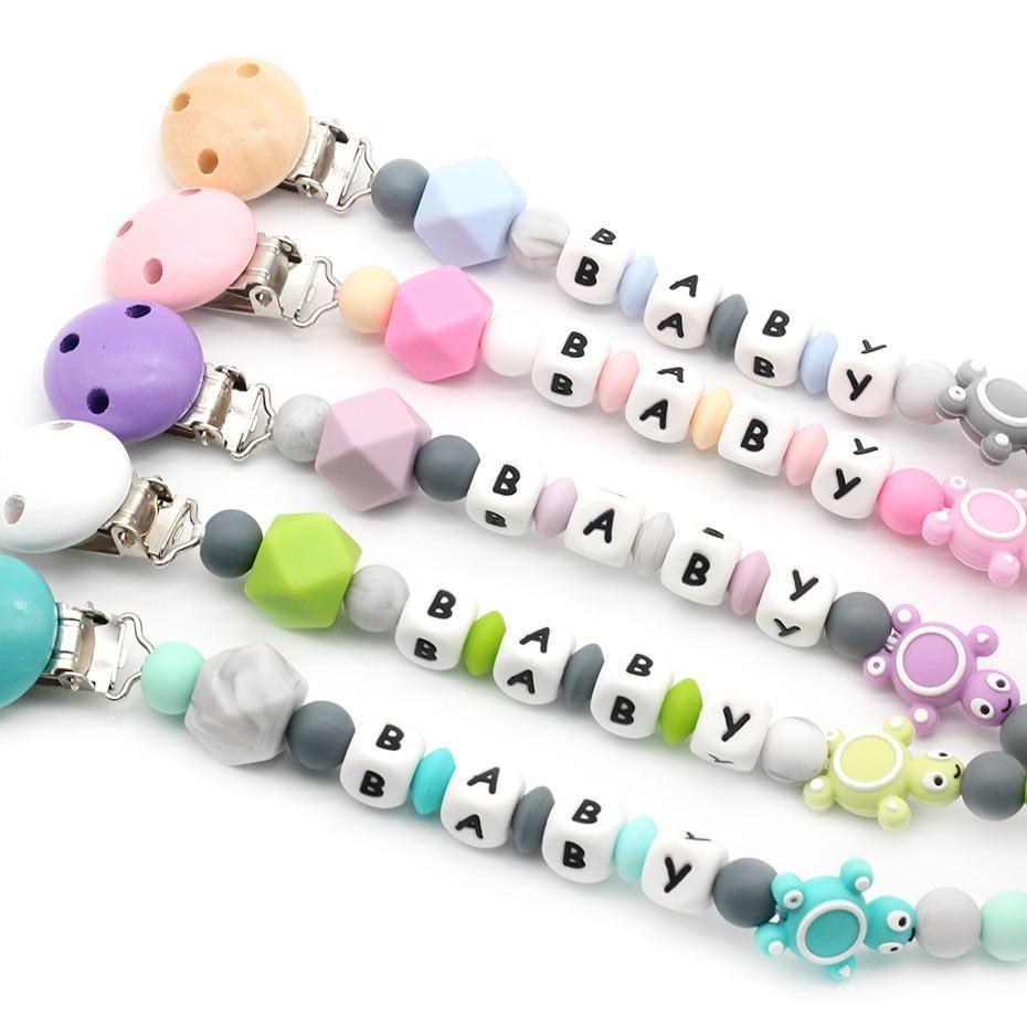 Chaînes de sucette modernes faites à la main pour bébés - en silicone - pour attacher à la sucette