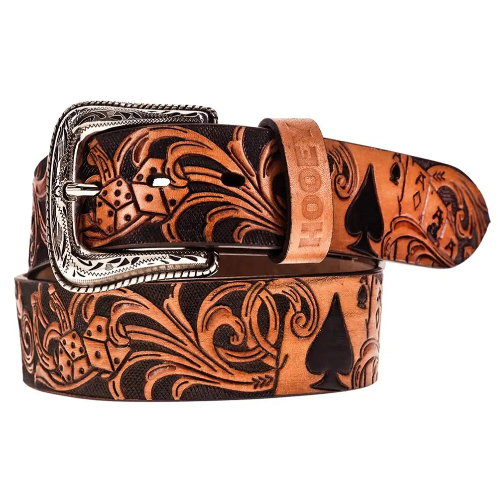 Ceinture en cuir HOOey Gambler Filigree pour homme (marron/noir)