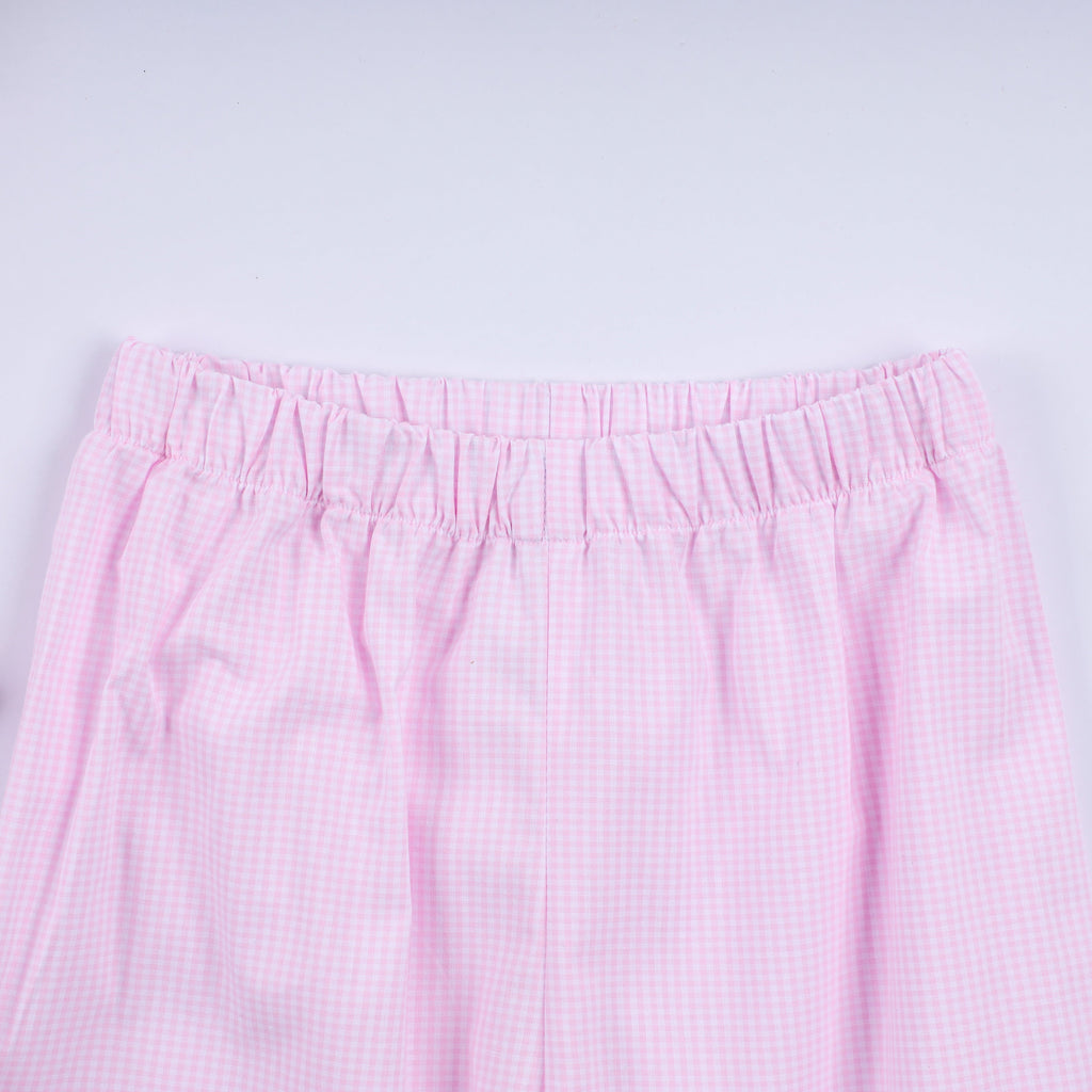Ensemble pantalon à volants et smocks main avec sapin de Noël rose