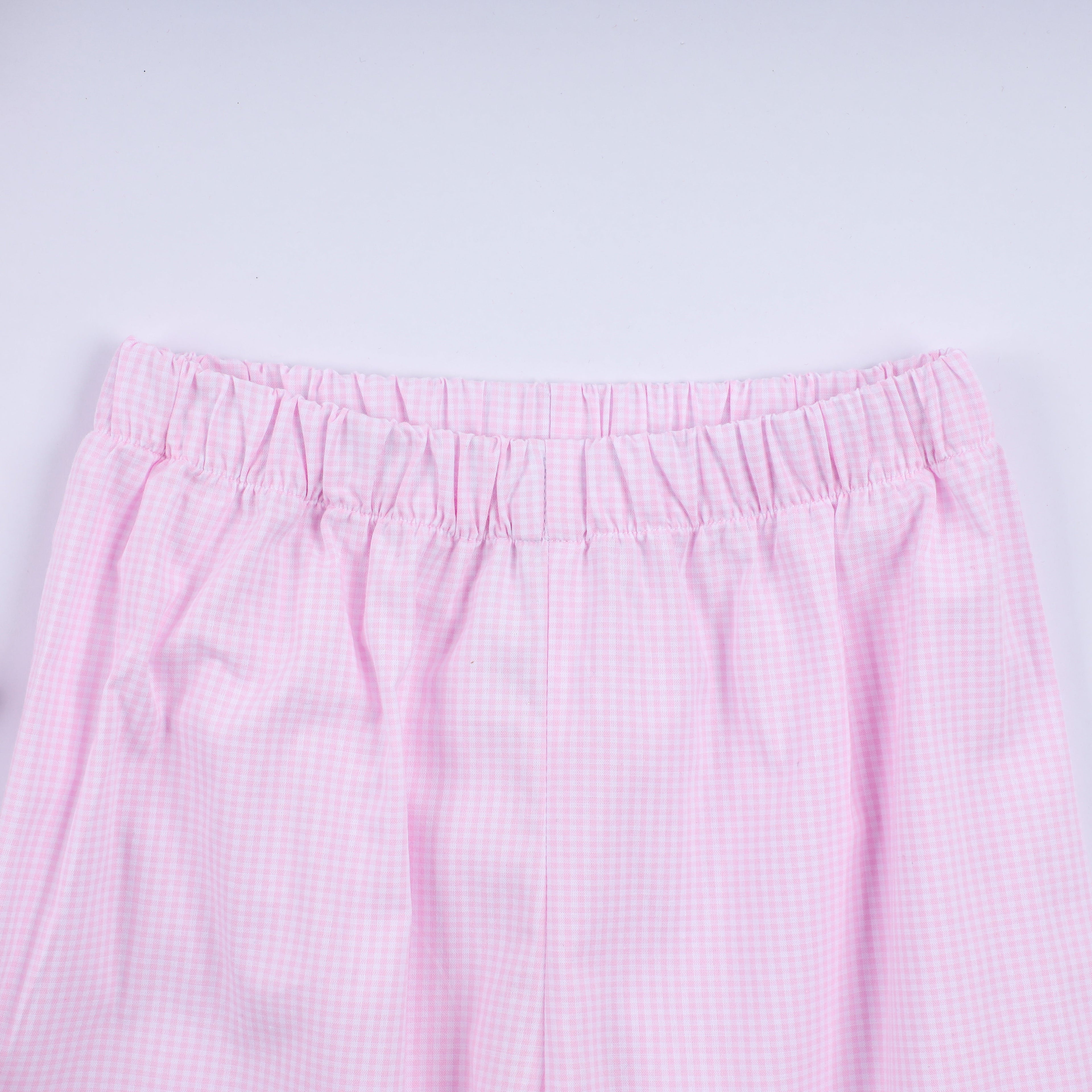 Ensemble pantalon à volants et smocks main avec sapin de Noël rose