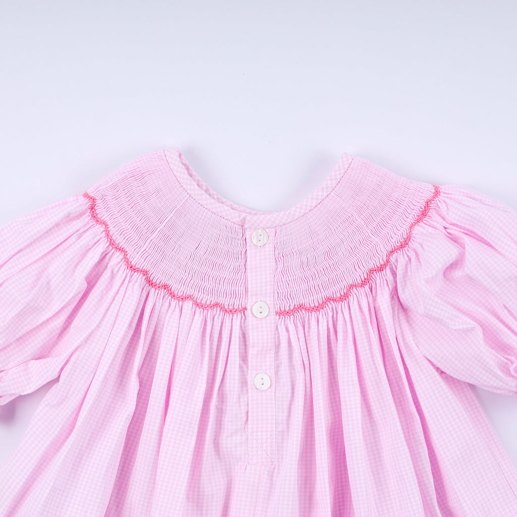 Ensemble pantalon à volants et smocks main avec sapin de Noël rose