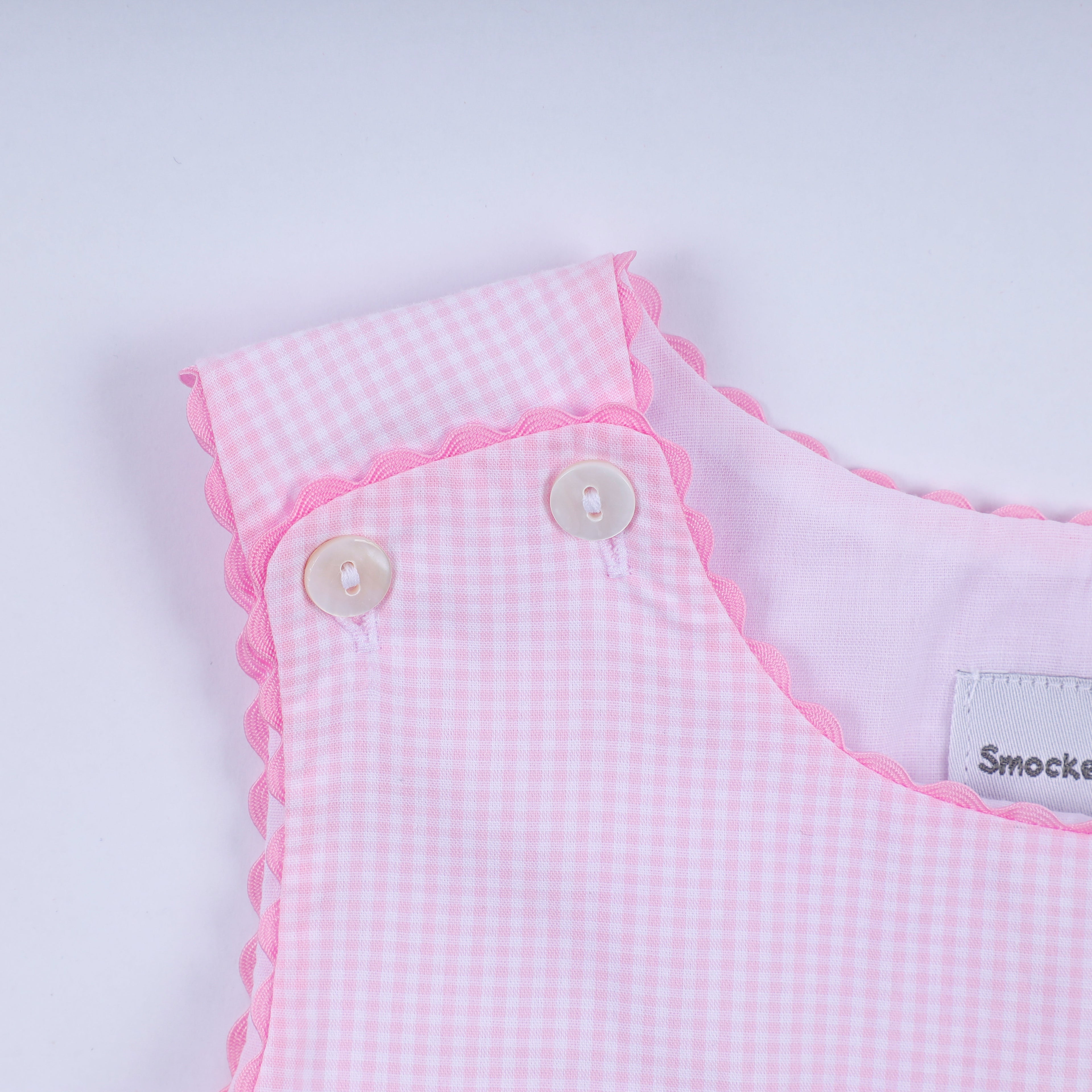 Robe à carreaux smockée à la main "princesse rose"