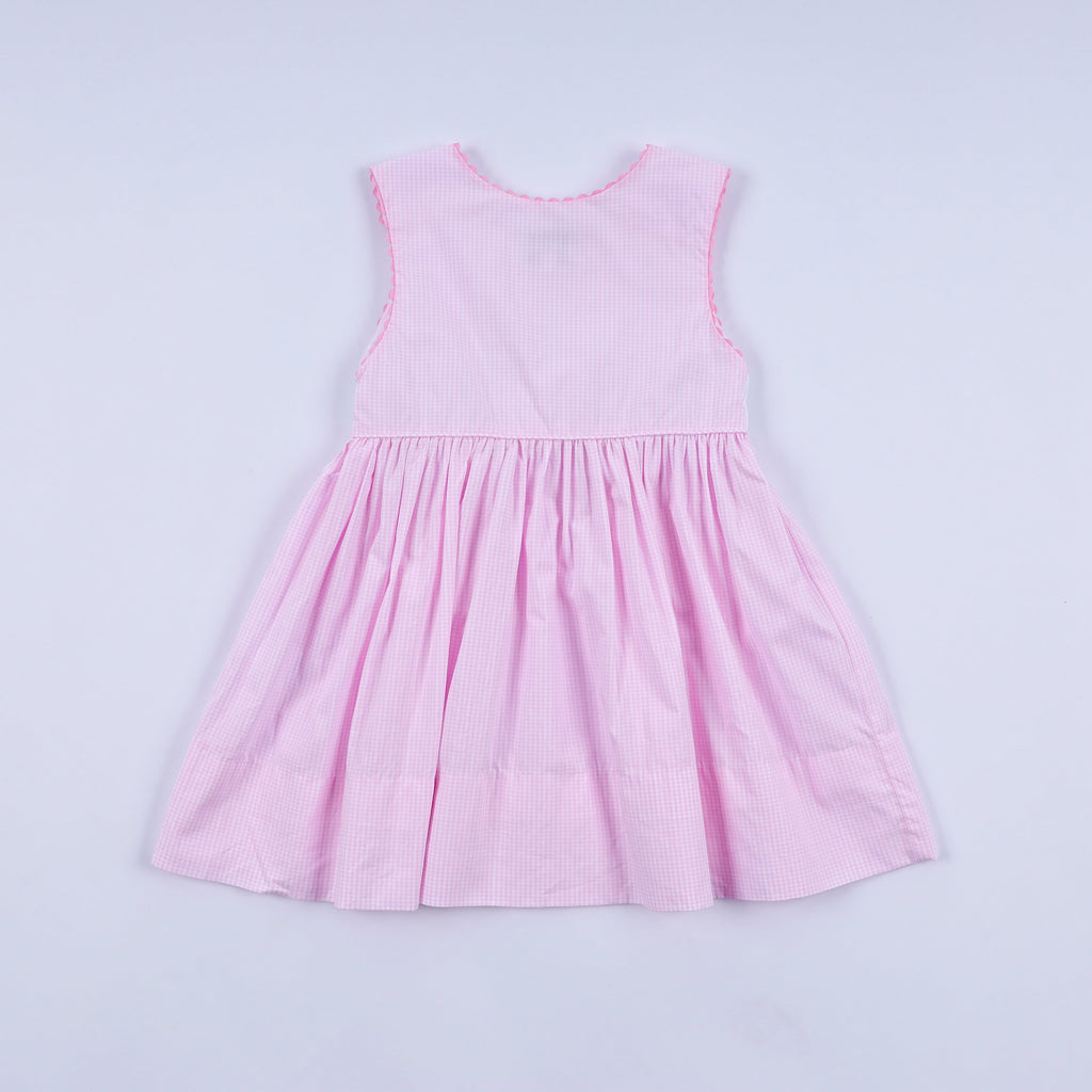 Robe à carreaux smockée à la main "princesse rose"