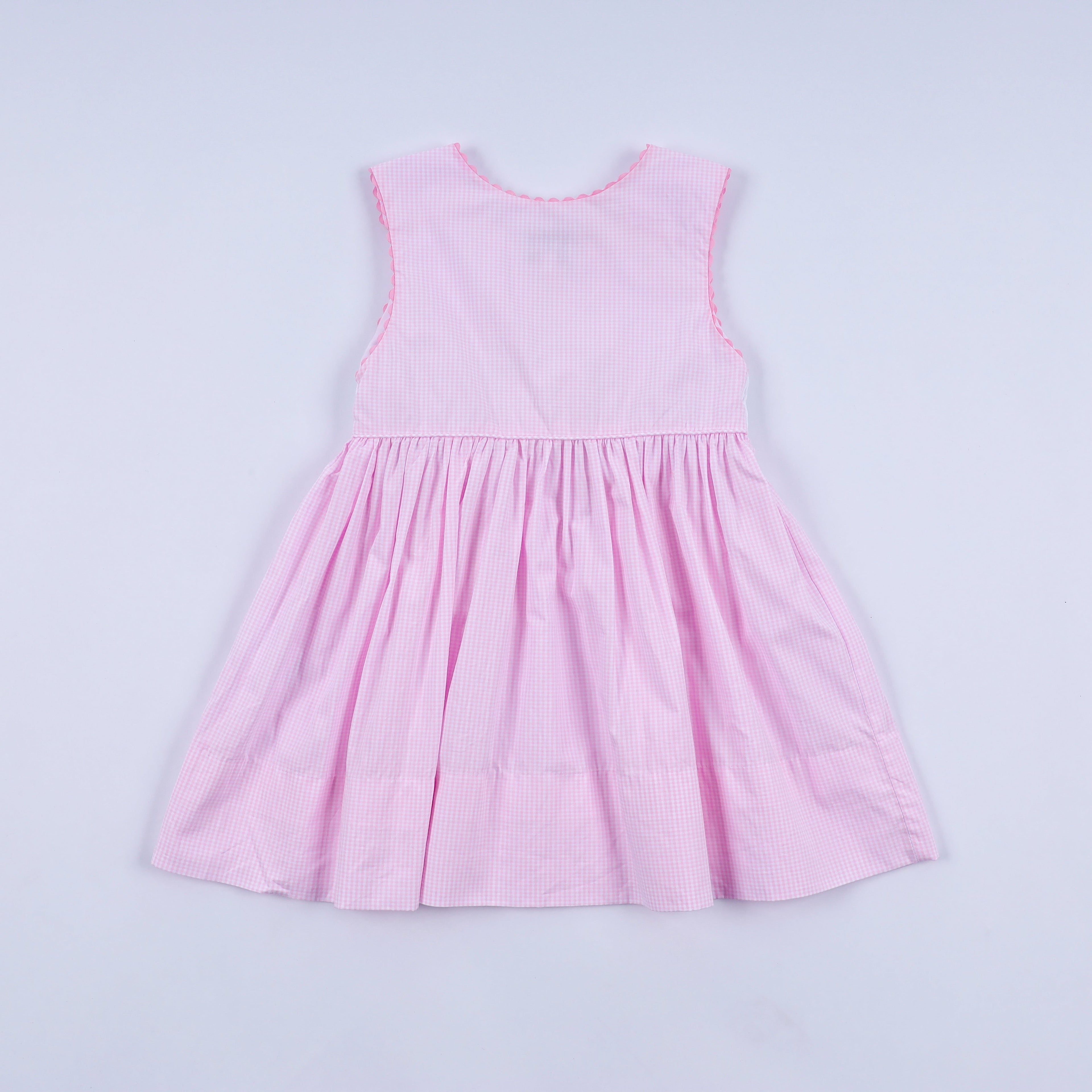 Robe à carreaux smockée à la main "princesse rose"