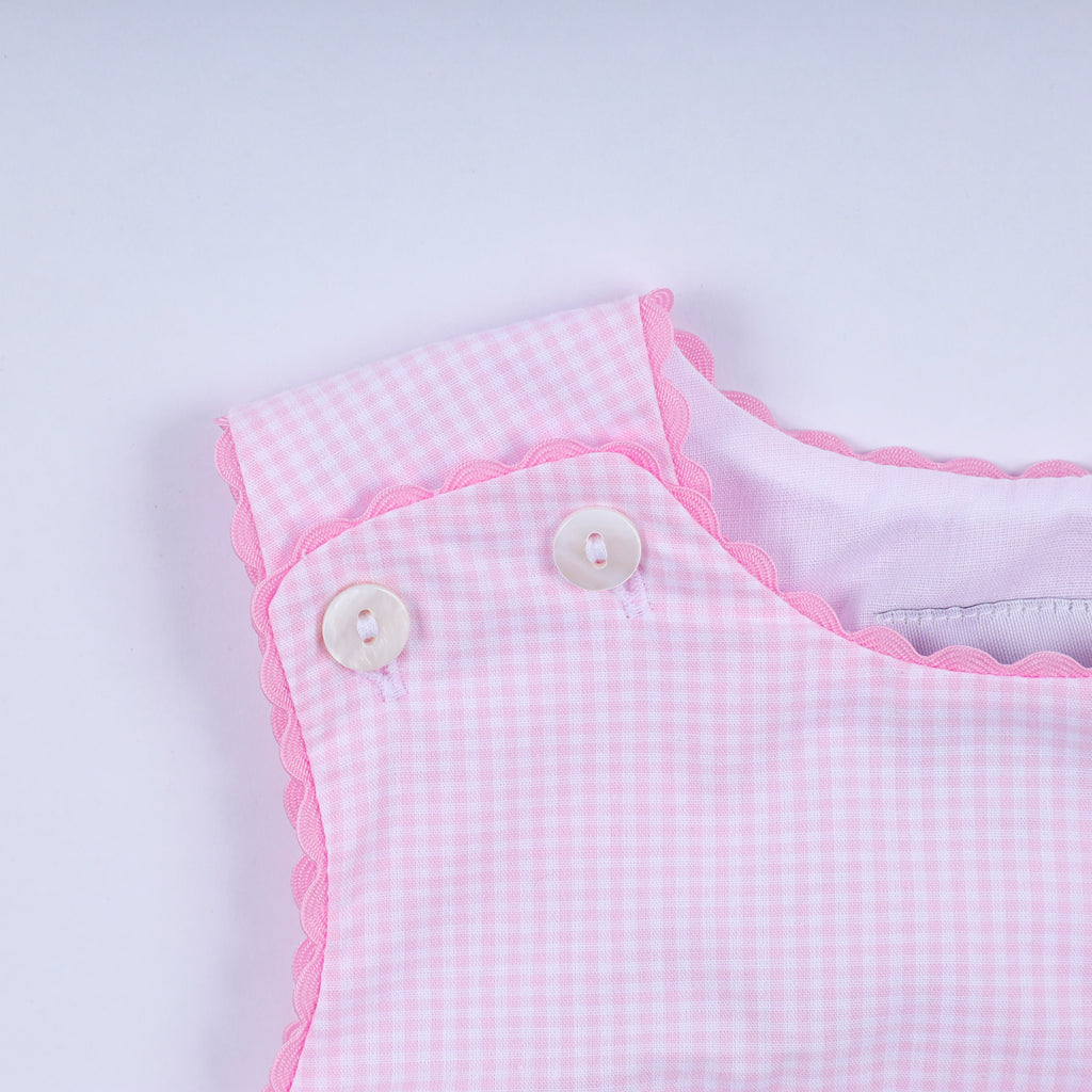 Barbotteuse écossaise à smocks main princesse rose