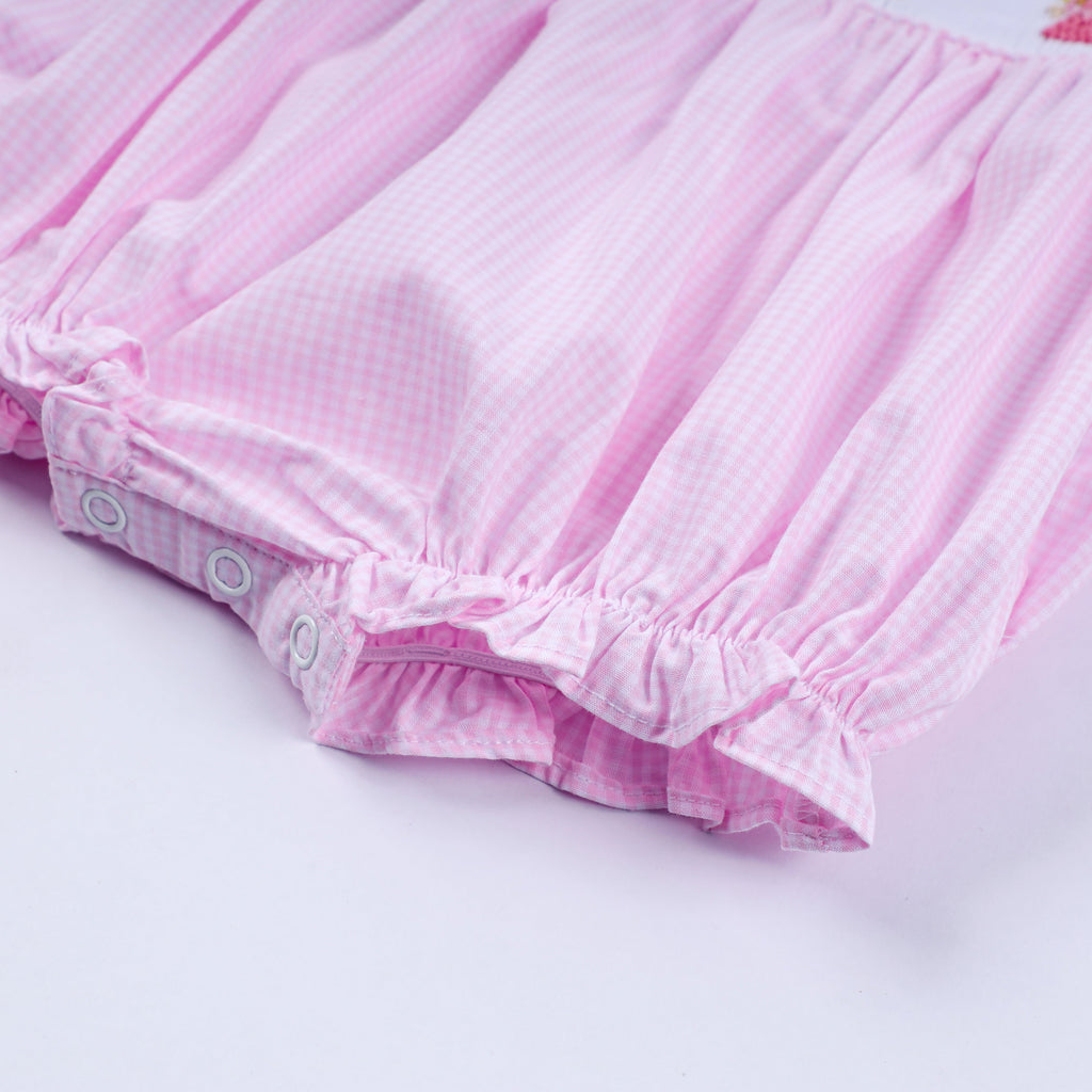 Barbotteuse écossaise à smocks main princesse rose