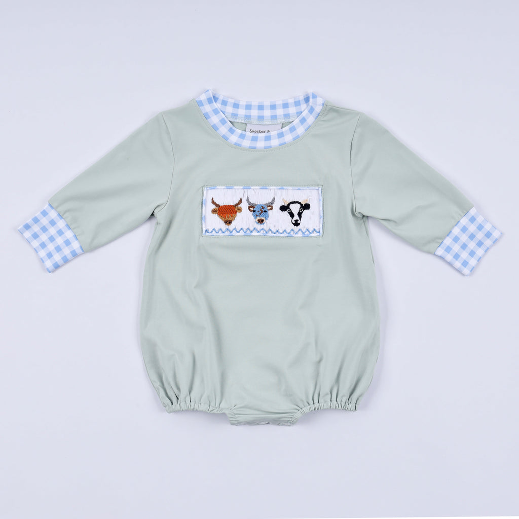 Bulle smockée vache sauge
