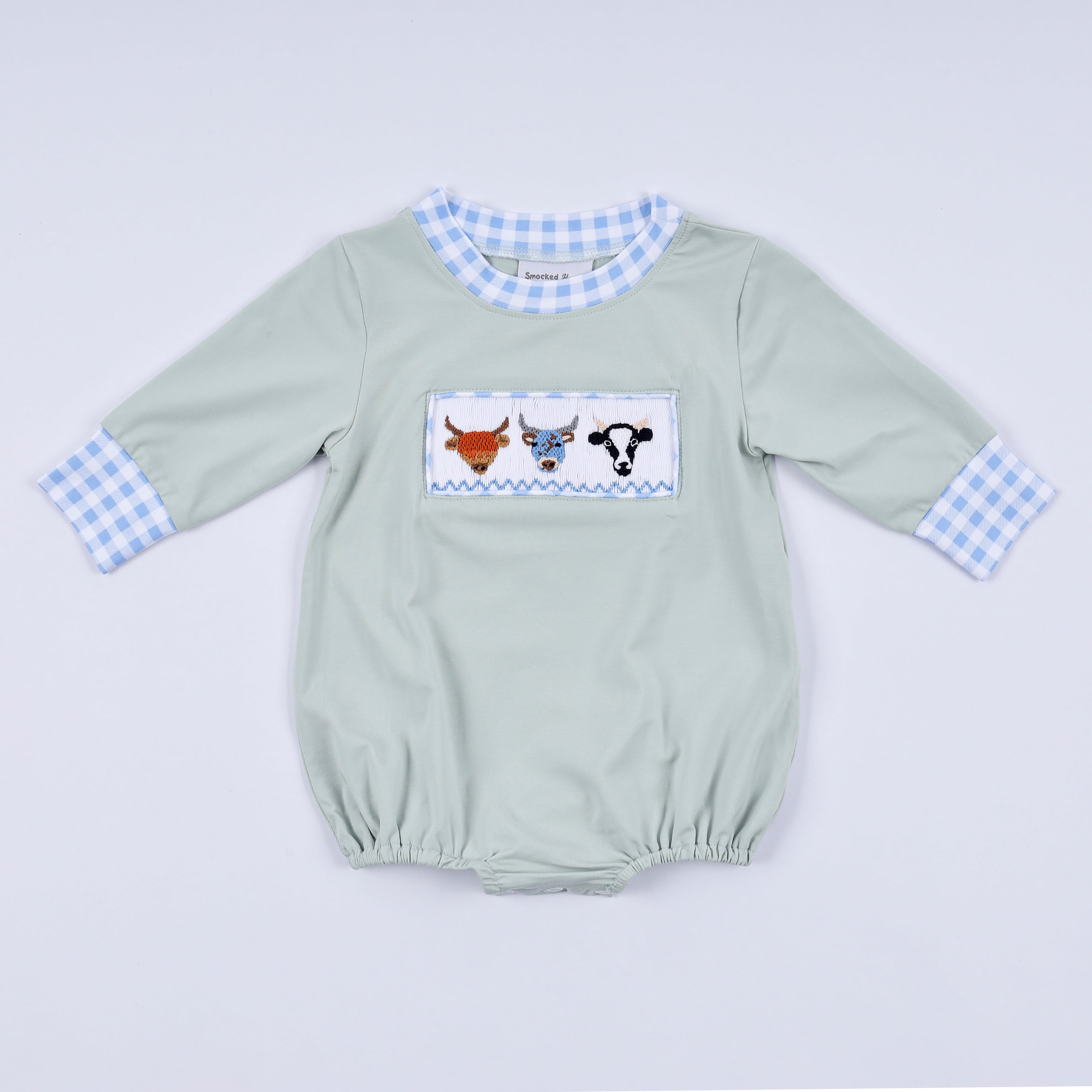 Bulle smockée vache sauge
