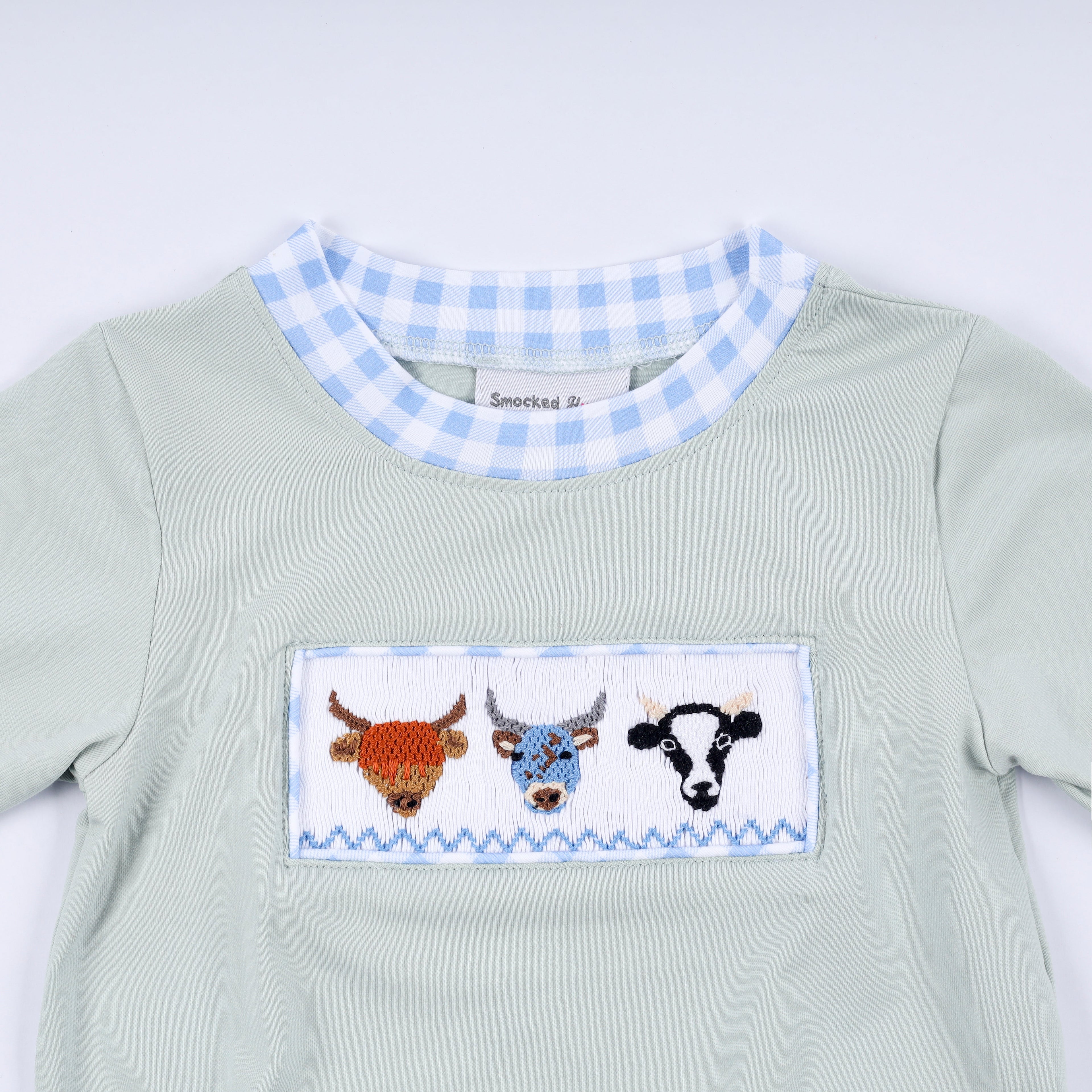 Bulle smockée vache sauge
