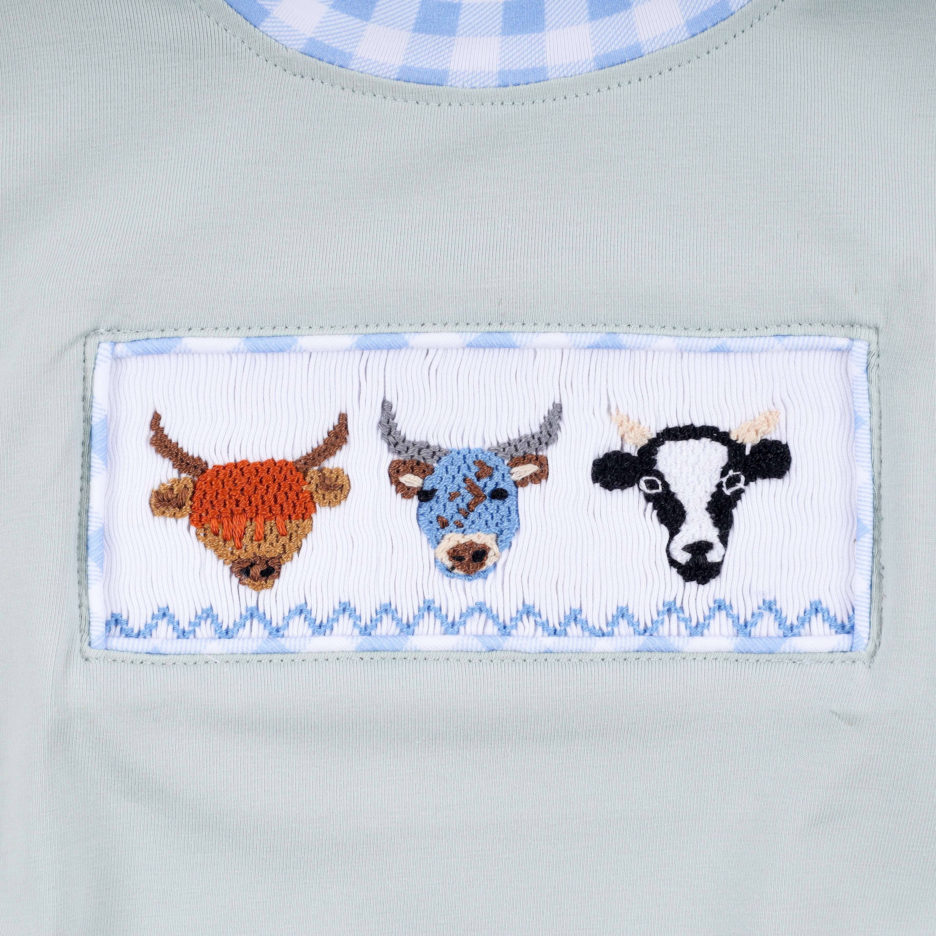 Bulle smockée vache sauge