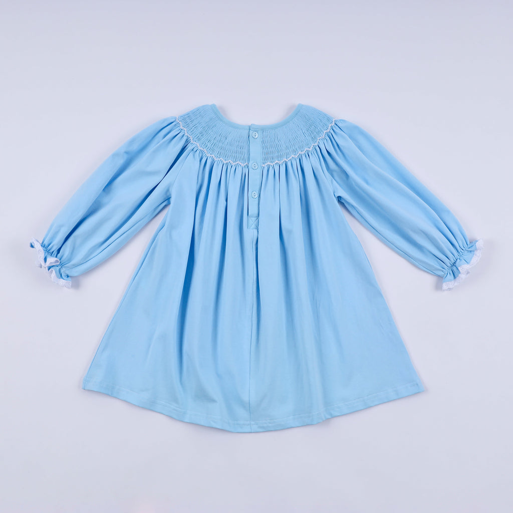 Robe bleue smockée à la main Nativité