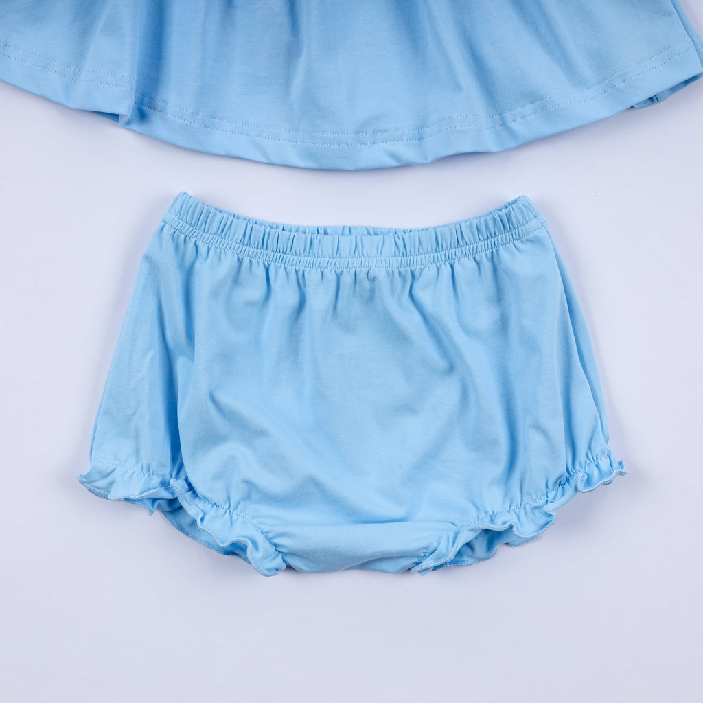 Ensemble bloomer smocké main crèche bleu