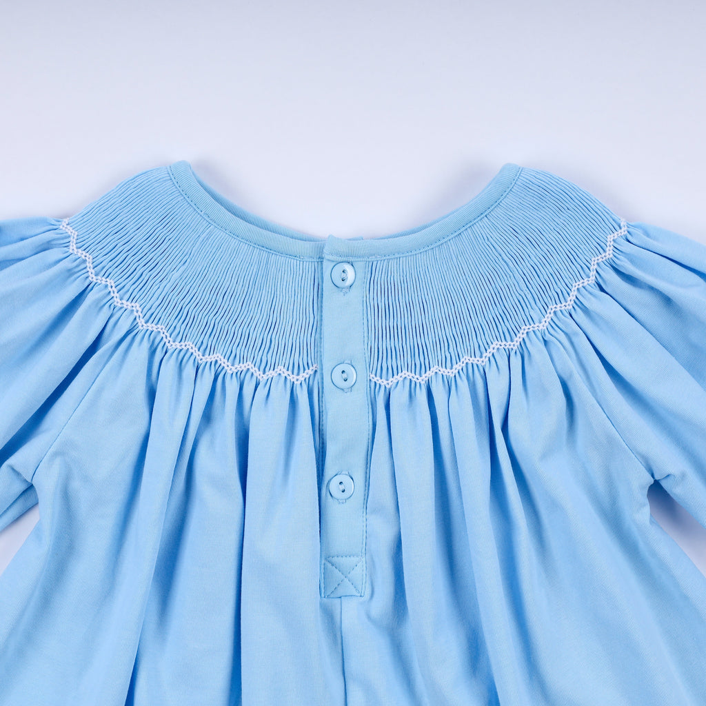 Ensemble bloomer smocké main crèche bleu