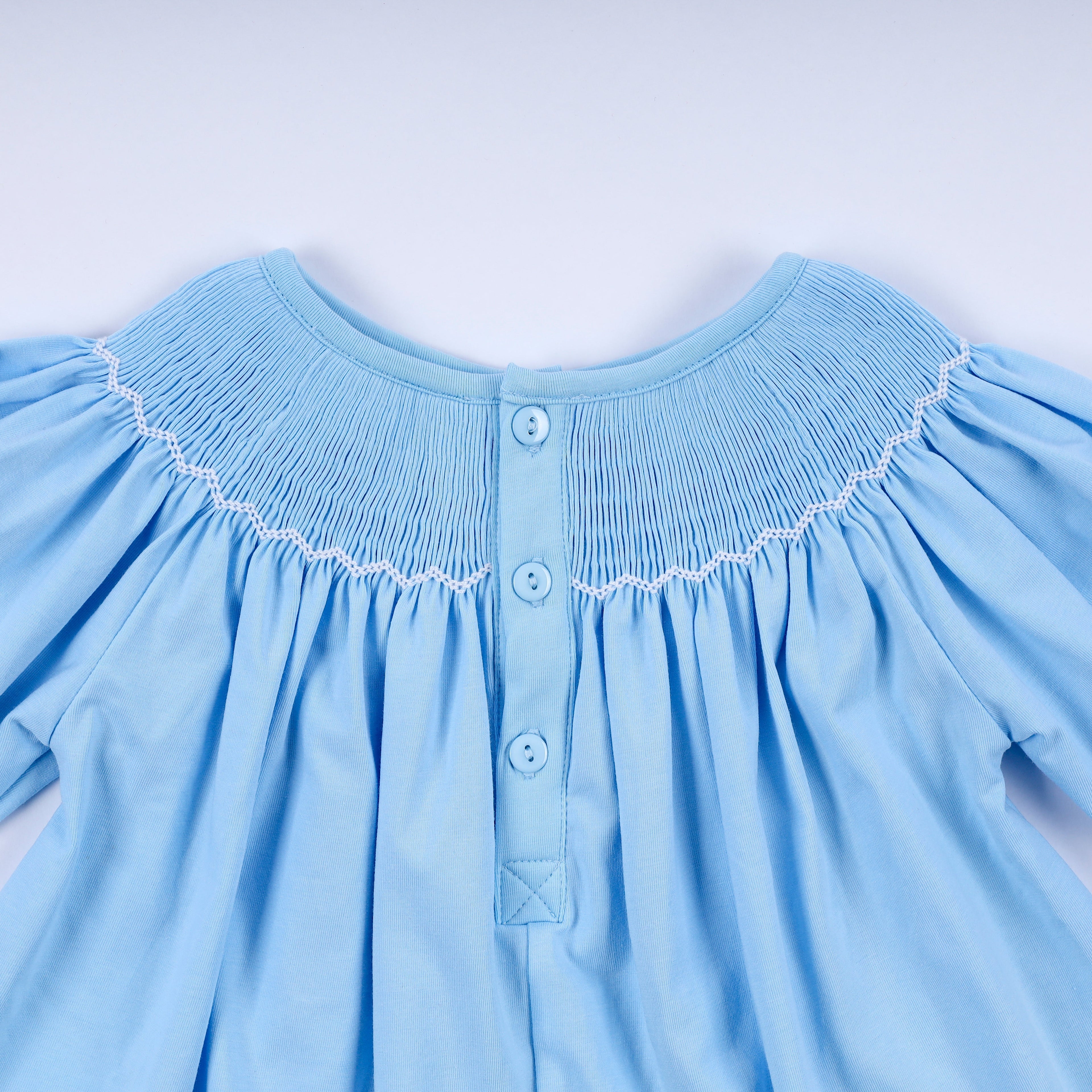 Ensemble bloomer smocké main crèche bleu