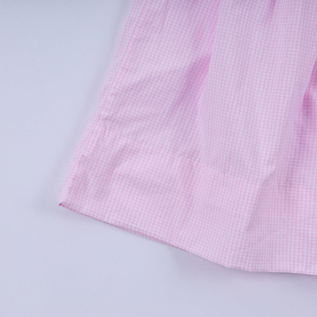 Robe à smocks et volants à carreaux rouge