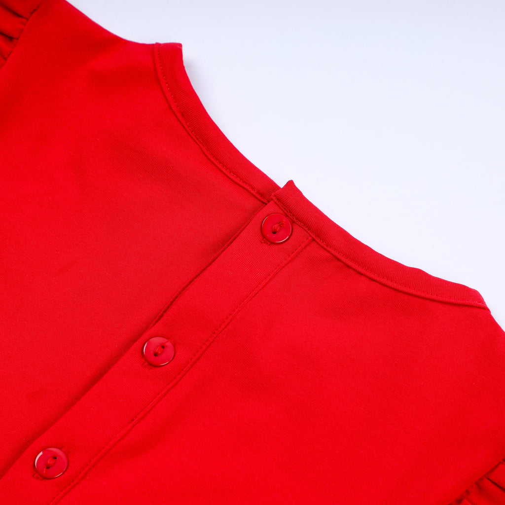 Robe smockée à la main personnage rouge
