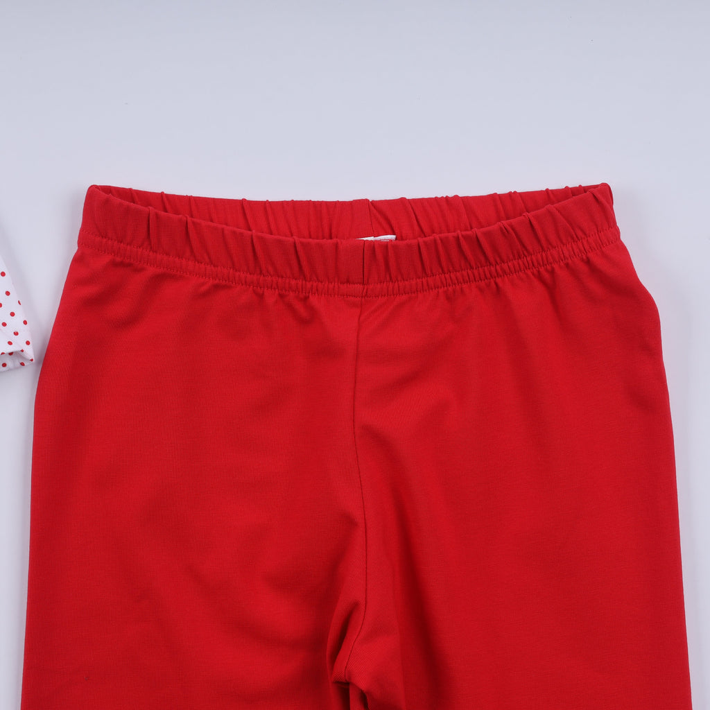 Ensemble pantalon à volants rouge en pain d'épices, smocké main