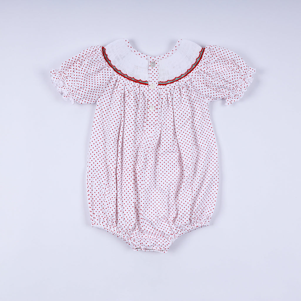 Barboteuse rouge en pain d'épices, smocks faits main