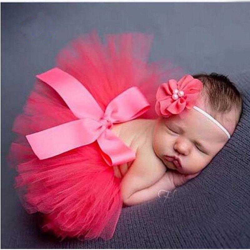 Jupe tutu et bandeau fleuri de luxe moderne et élégant pour bébé fille, robe nouveau-né avec grand nœud et bandeau
