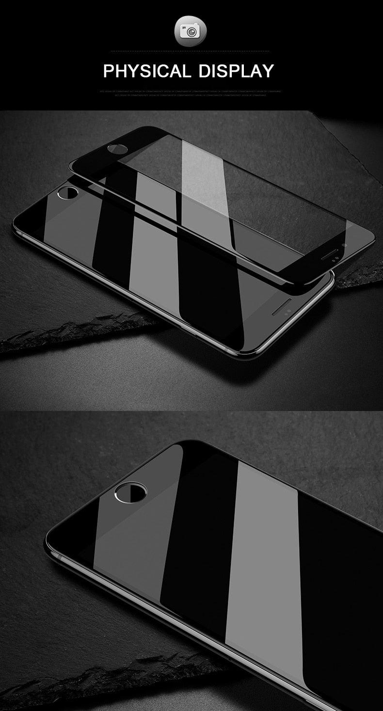 Verre Trempé Incurvé 5D 9H pour iPhone X XR XS 11 12 13 14 Pro Max 6 6S 7 8 Plus SE Mini Film de Protection d'écran Complet Dureté 9H Sans Bulles Installation Facile Film Protecteur d'écran