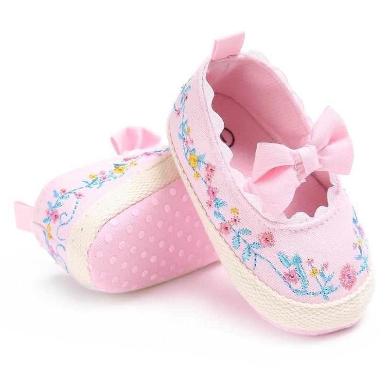 Chaussures Premiers Pas Bébé Fille, Semelle Souple Antidérapante, Nœud Blanc, Chaussures Élégantes et Luxueuses Pour Bébé Fille, Cadeau Parfait