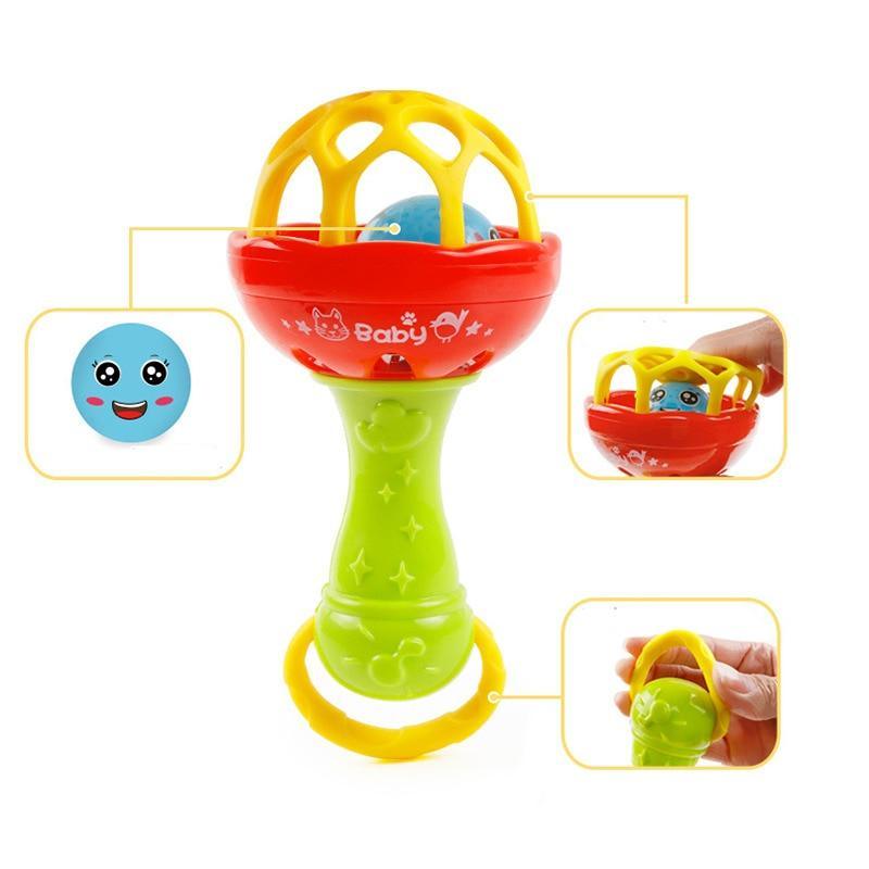 Hochet pour bébé jouet Intelligence Gencives à saisir Clochette en plastique Hochet d'éveil Jouets à suspendre pour bébés et enfants