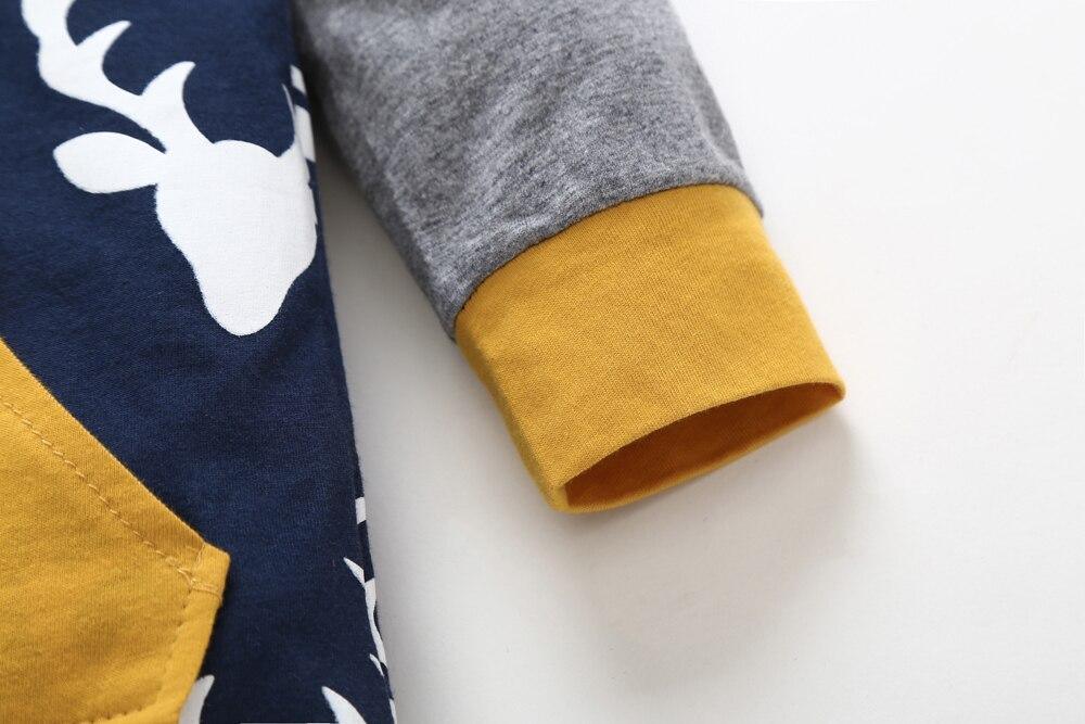 Grenouillères Bébé Garçon Manches Longues Tête de Cerf Combinaisons Nouveau-né Tenues Pour Filles et Garçons Pyjamas