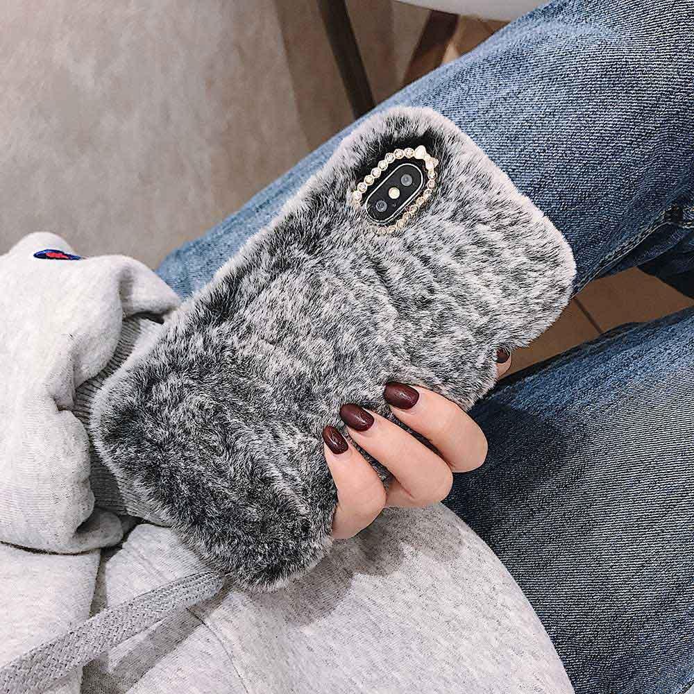 Étui cadeau Fashion Lady pour iPhone 14 13 12 XS Max XR X 11 Pro Max SE Coque chaude en fourrure duveteuse pour iPhone 6 7 8 Plus Coque de téléphone Housse arrière de protection en fourrure duveteuse