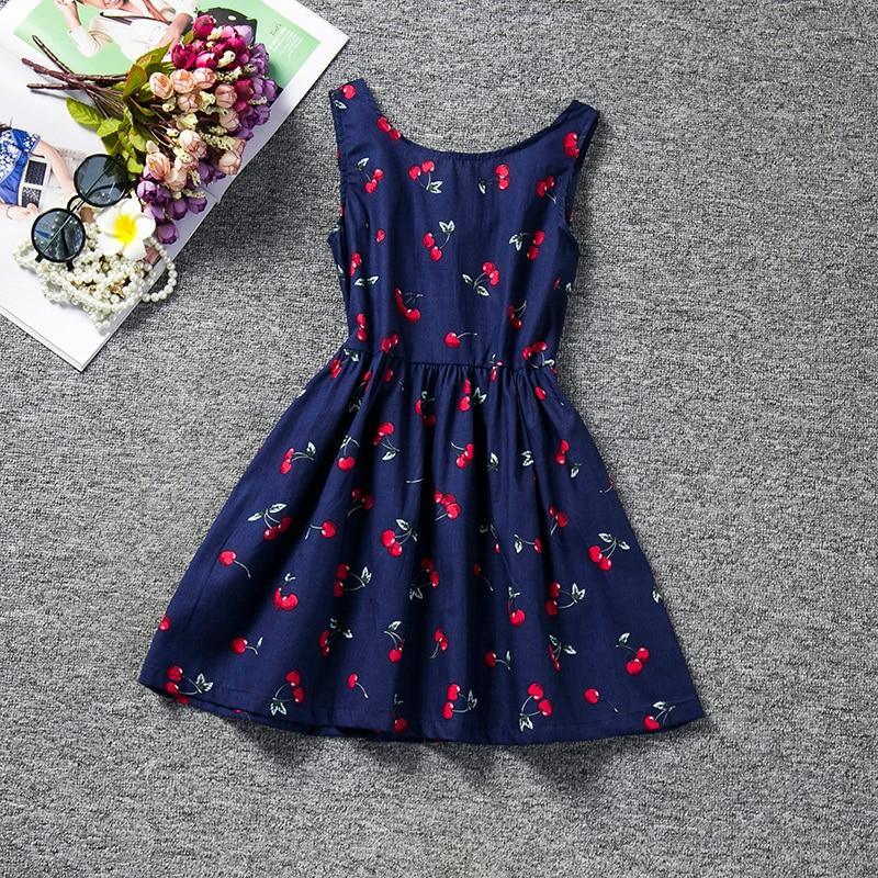 Robe d'été moderne de luxe pour fille, robe cerises pour enfants, robe à dos en V, robe débardeur en coton pour bébé, robe licou pour filles