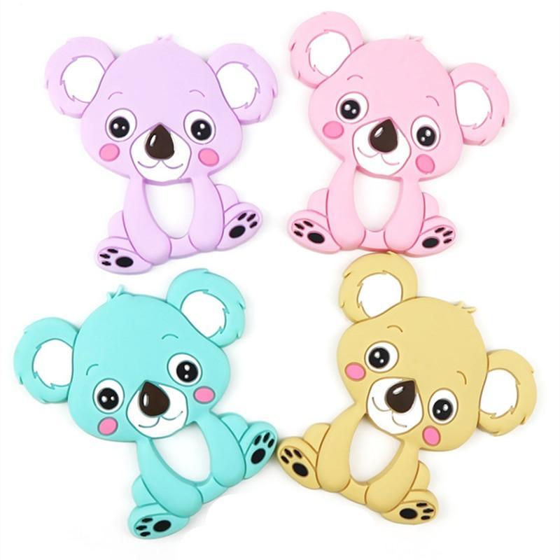 1 pièce Mignon Bébé Koala Anneau de Dentition en Silicone Jouet à Mâcher Outil d'Allaitement Pendentif en Silicone de Qualité Alimentaire