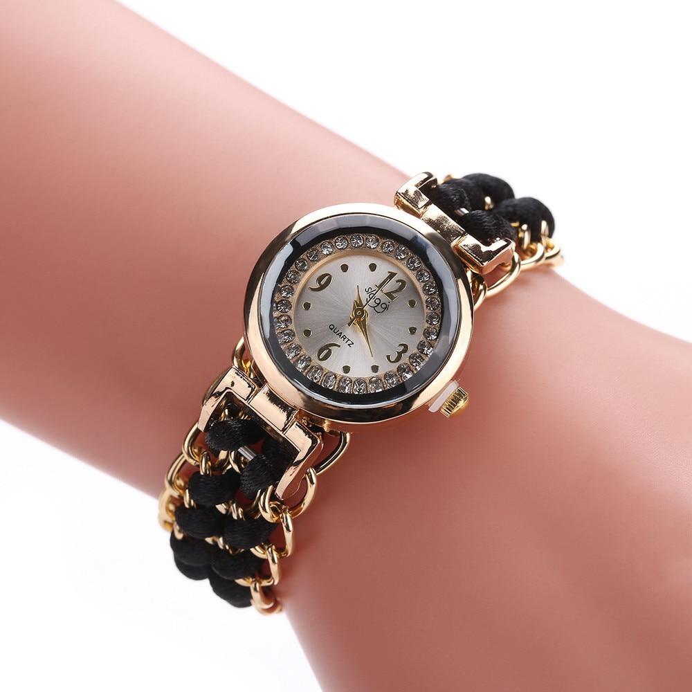 Montres Bracelets Faits à la Main pour Femmes Perles Corde Tricotées Montres-Bracelets Réglables Cadeau Pour Femmes, Dames et Filles
