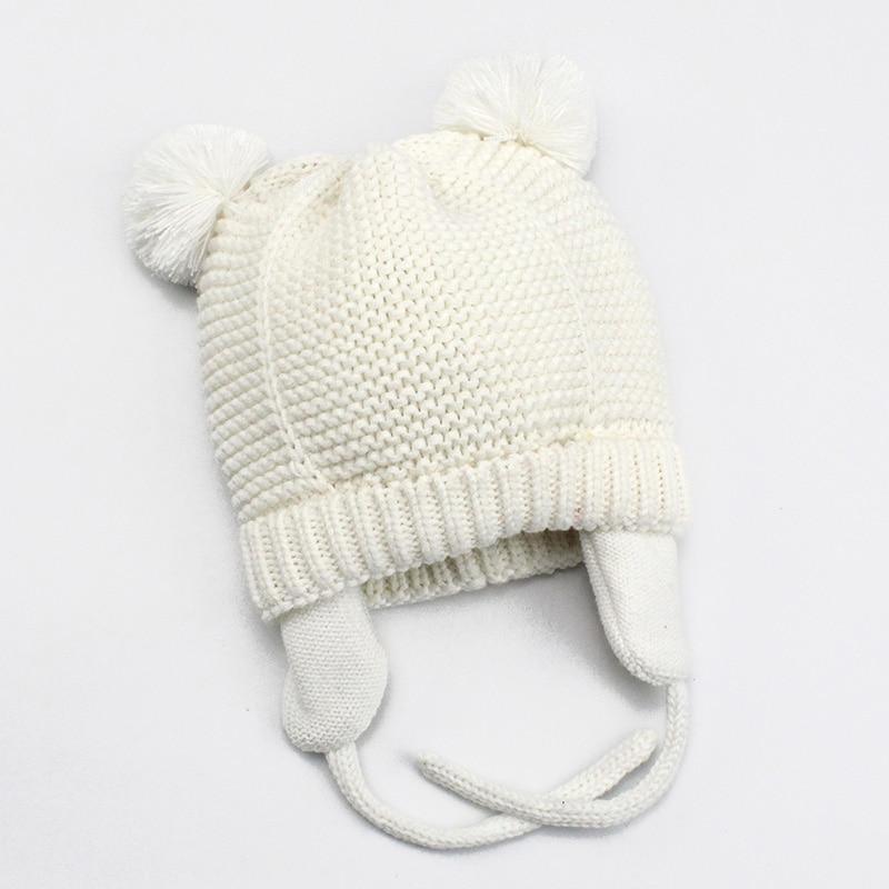 Bonnet Bébé Tricoté Pompon Élégant et Moderne, Épais, Chaud, Cache-Oreilles d'Hiver pour Enfants Garçons et Filles