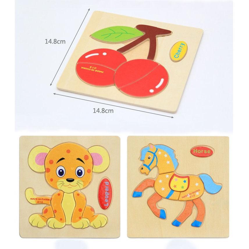 Puzzles 3D en bois Stevvex modernes et intéressants pour l'apprentissage des bébés, puzzles d'animaux de dessin animé et de fruits pour enfants, jouet éducatif intelligent pour enfants