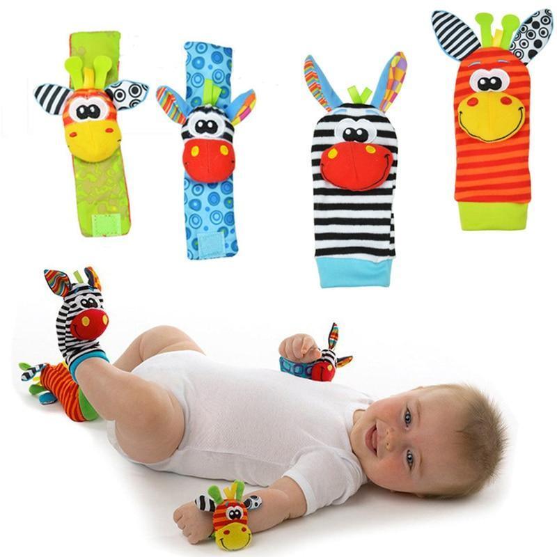 Hochets de poignet colorés Chaussettes pour bébé Jouets hochet Chaussettes pour les pieds Jouet éducatif Cadeau de haute qualité pour bébés
