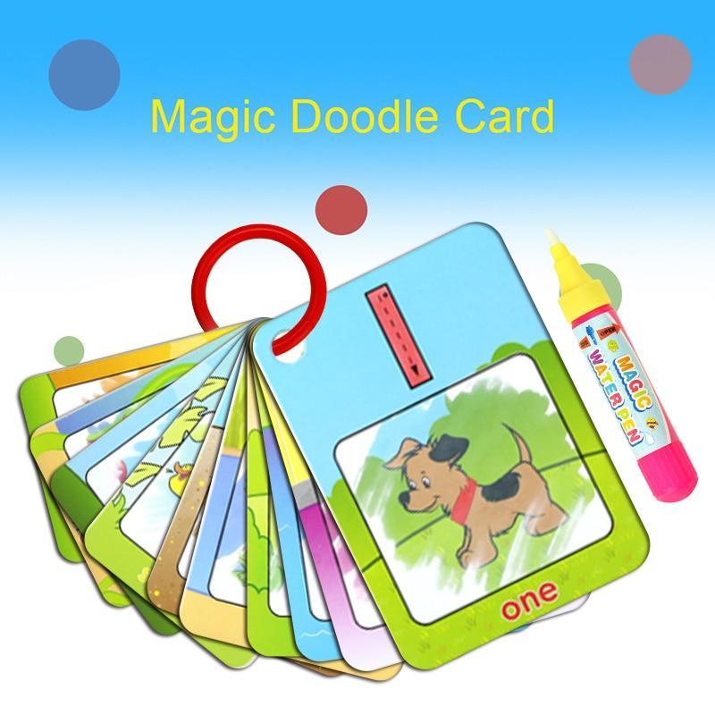 Nouvelle Carte Magique de Gribouillage à l'Eau pour Enfants Apprendre les Nombres/Couleurs/Formes en Anglais 8/10 Pcs avec 1 Stylo à Eau Jouet de Coloriage