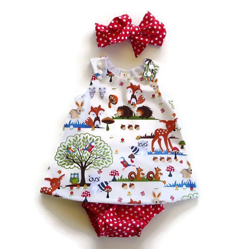 Vêtements d'été pour bébé fille, bandeau floral, robe de dessin animé, short à pois, ensemble de vêtements 0-24 mois pour bébés filles avec nœud
