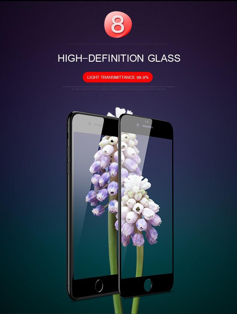 Verre Trempé Incurvé 5D 9H pour iPhone X XR XS 11 12 13 14 Pro Max 6 6S 7 8 Plus SE Mini Film de Protection d'écran Complet Dureté 9H Sans Bulles Installation Facile Film Protecteur d'écran