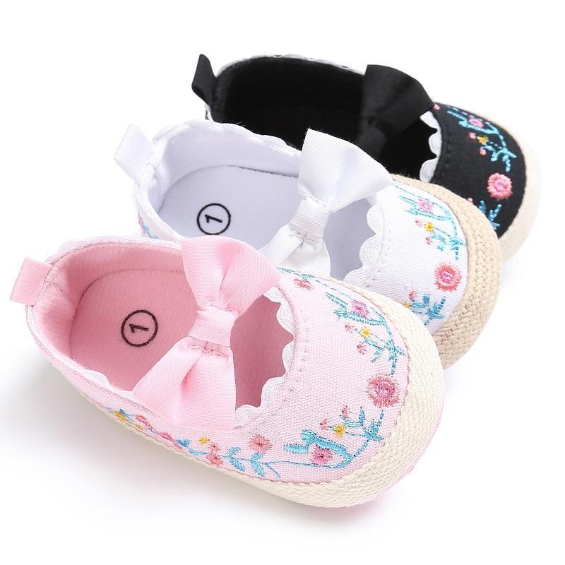 Chaussures Premiers Pas Bébé Fille, Semelle Souple Antidérapante, Nœud Blanc, Chaussures Élégantes et Luxueuses Pour Bébé Fille, Cadeau Parfait