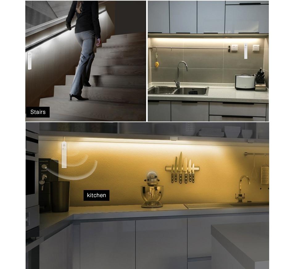 Stevvex Veilleuses de chevet sans fil avec mode nuit, alimentées par USB, détecteur de corps humain, bande LED pour escaliers, couloirs