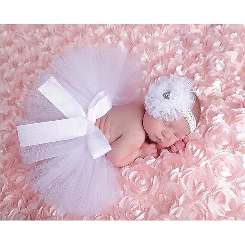 Jupe tutu et bandeau fleuri de luxe moderne et élégant pour bébé fille, robe nouveau-né avec grand nœud et bandeau