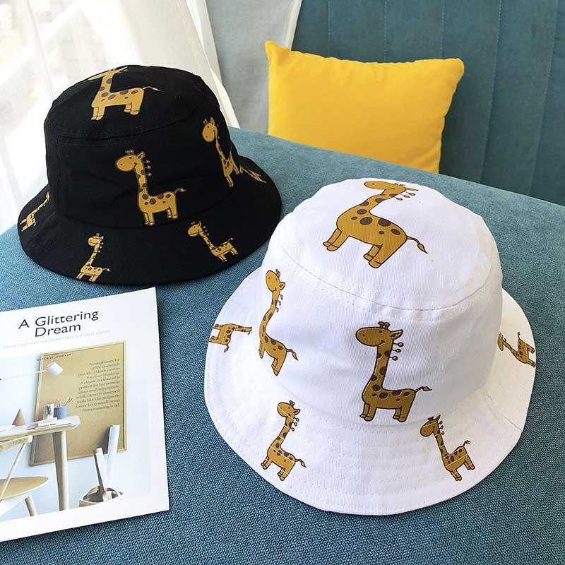 Chapeaux bob pour enfants modernes, chapeau de soleil girafe de dessin animé pour filles et garçons, chapeau de plage d'extérieur, casquette de camping et de pêche pour filles et garçons