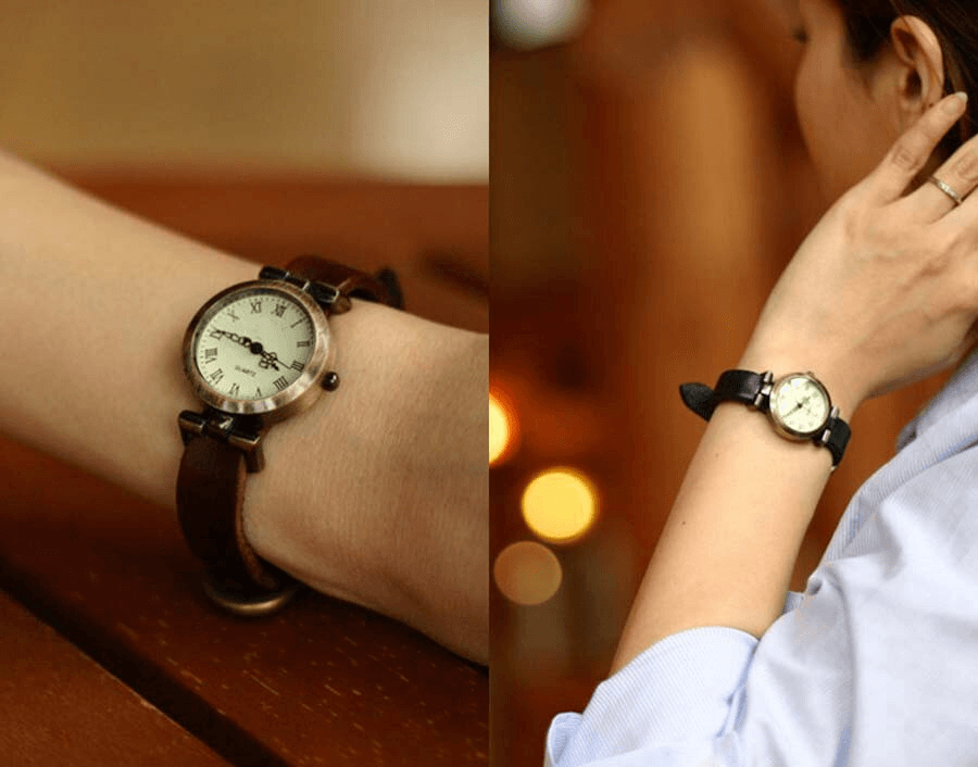 Nouvelle mode Montre en cuir pour femme très vendue Montre vintage Montres habillées pour femmes et jeunes filles