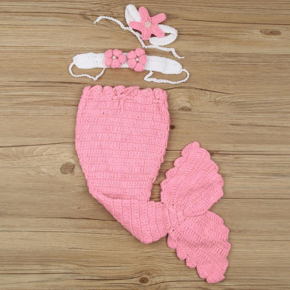 Bébé Chapeau Sirène Nouveau-né Accessoires Photographie Filles Bonnet Tricoté Crocheté Fait Main Design Princesse Moderne