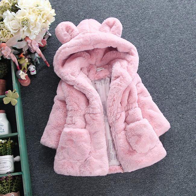 Vêtements d'hiver pour bébés filles, manteau en fourrure polaire chaude à capuche, veste d'extérieur pour enfants pour filles
