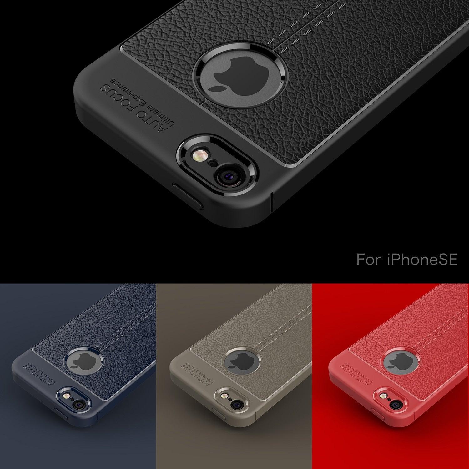 Coque arrière souple en silicone et cuir pour iPhone 6, étui antichoc pour iPhone, coque souple en cuir de luxe pour iPhone 5s, étui de luxe noir pour homme d'affaires pour iPhone