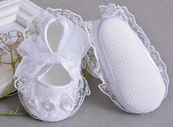 Chaussures de Princesse pour Bébé Filles à Fleurs Blanches Élégantes de Luxe de Haute Qualité à Semelle Souple et Légère